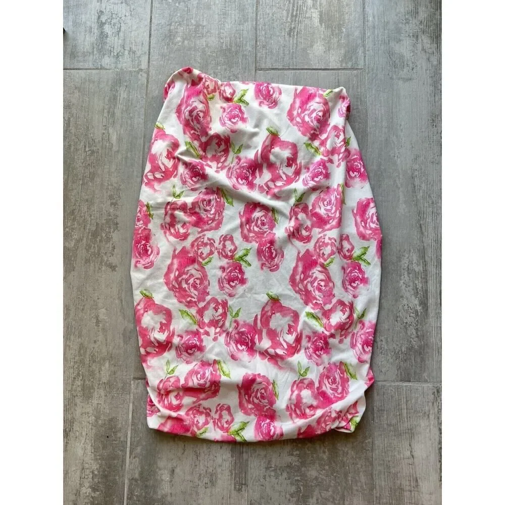 Los Angeles Boutique Baby Girl Pink Roses Soft Stretchy Changing Table Cover